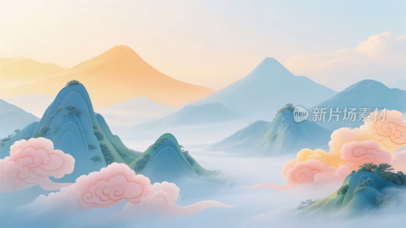 梦幻唯美的中式山水风景