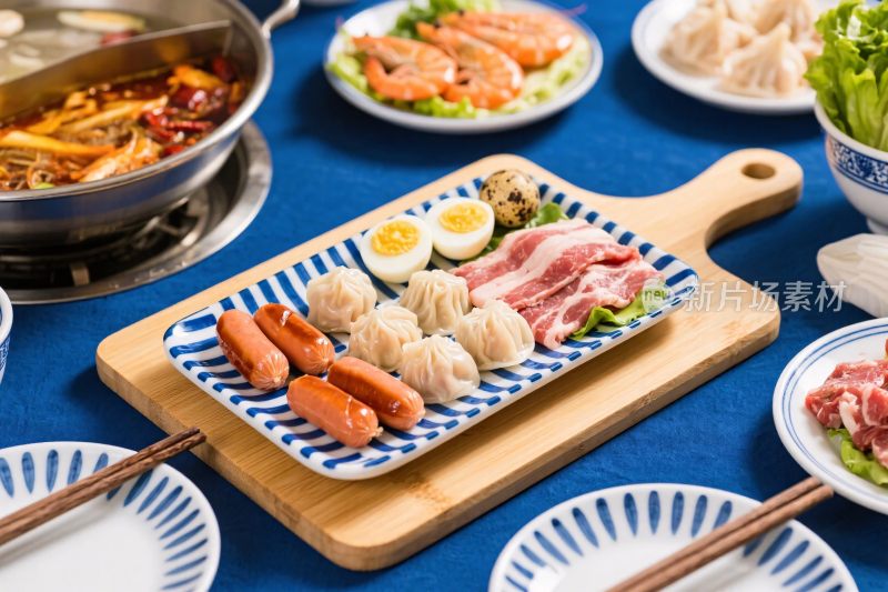 美食摆盘多样食材展示