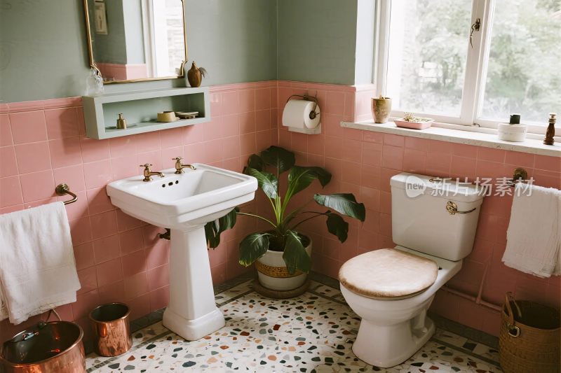 复古风格浴室场景