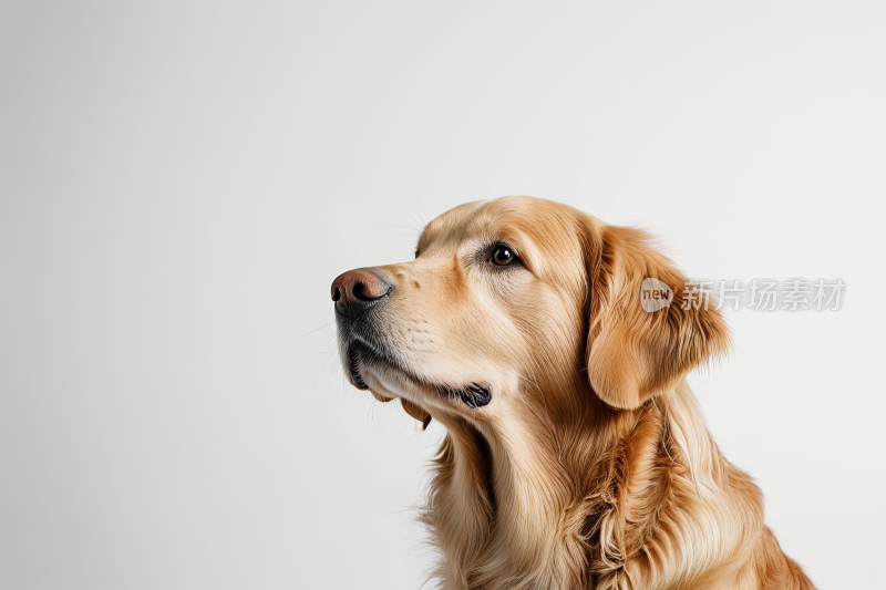 金毛猎犬白色背景下特写镜头图片