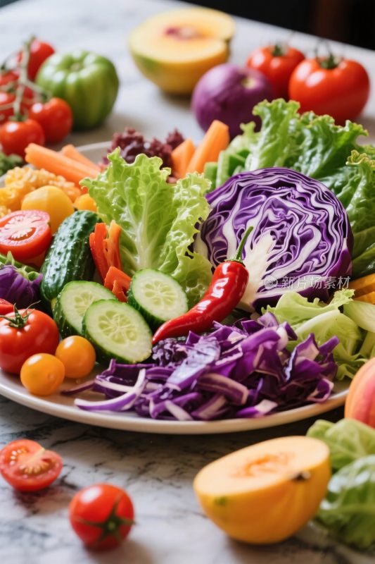 新鲜蔬果摆盘图