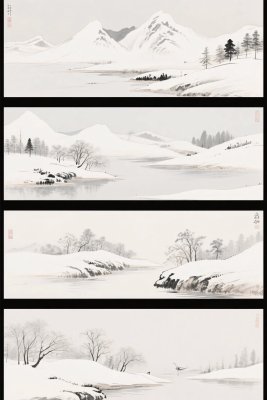 水墨山水风景插画