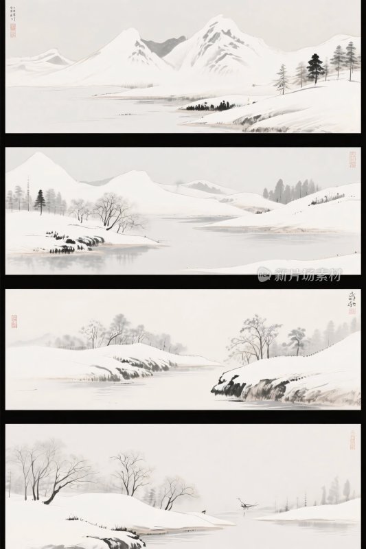 水墨山水风景插画