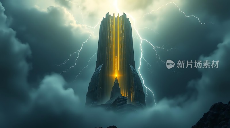 新片场素材神秘塔楼