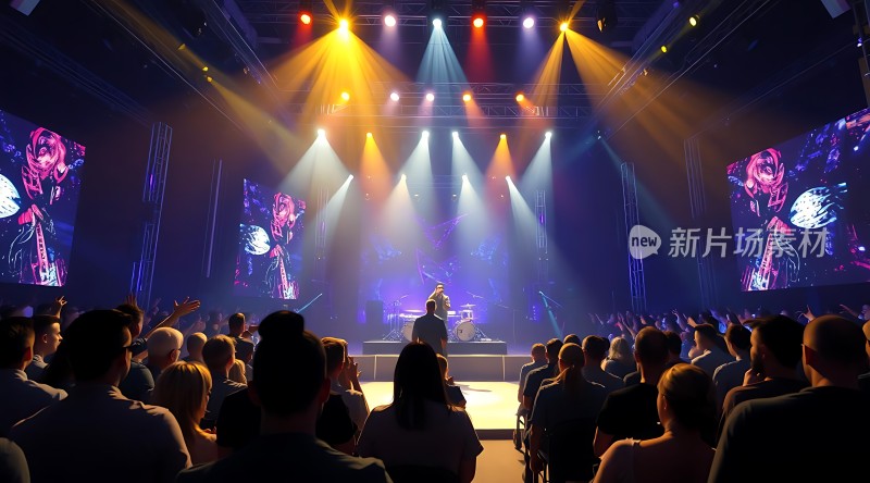 舞台灯光璀璨观众热情高涨的音乐会现场