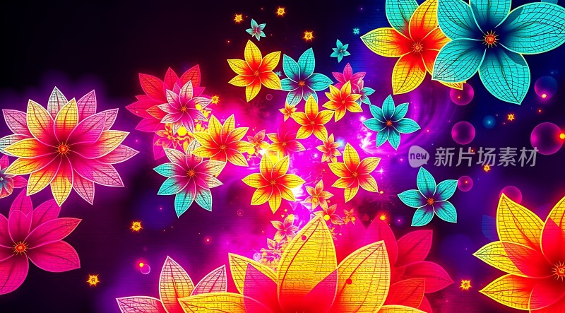 五彩斑斓的花朵绽放