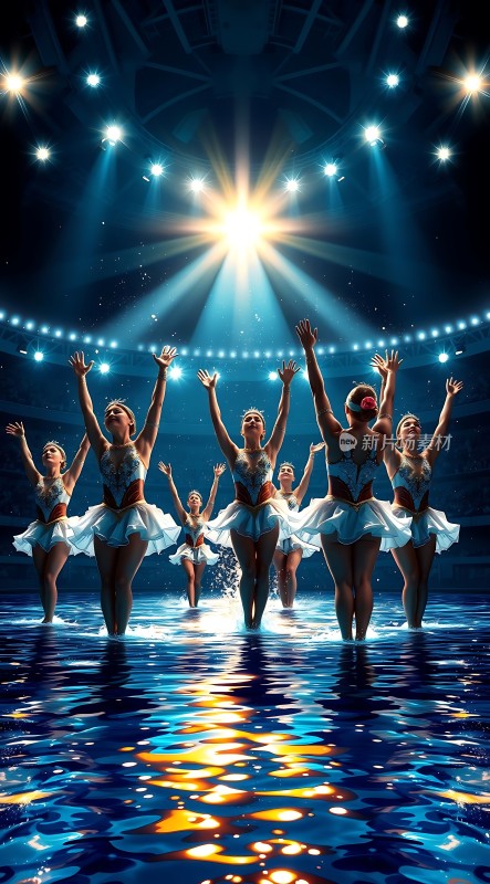 舞台上的舞者与水面倒影