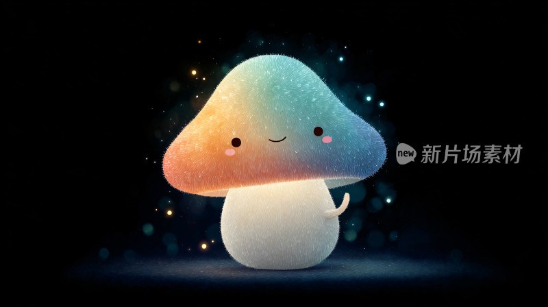 可爱彩虹色蘑菇插画