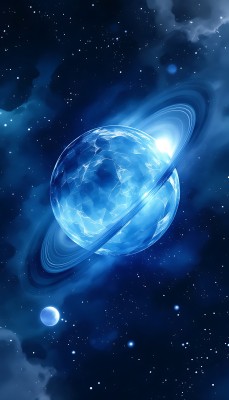 蓝色星球与星环 蓝色星球与星环