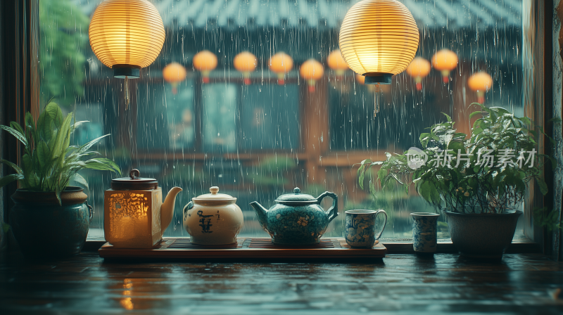 茶5雨天茶室的宁静