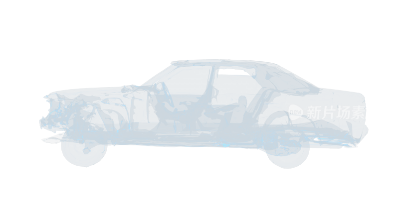 报废汽车 小轿车车辆交通工具汽网格线框