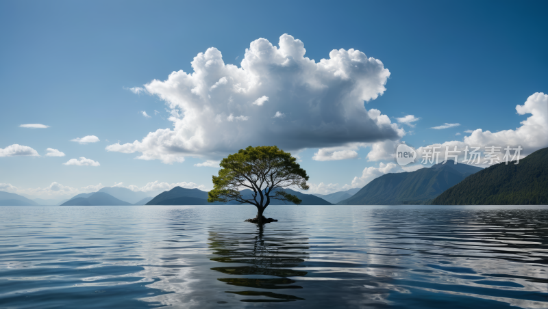 水中的一棵树风景风光高清图片