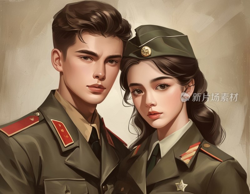军装情侣合影