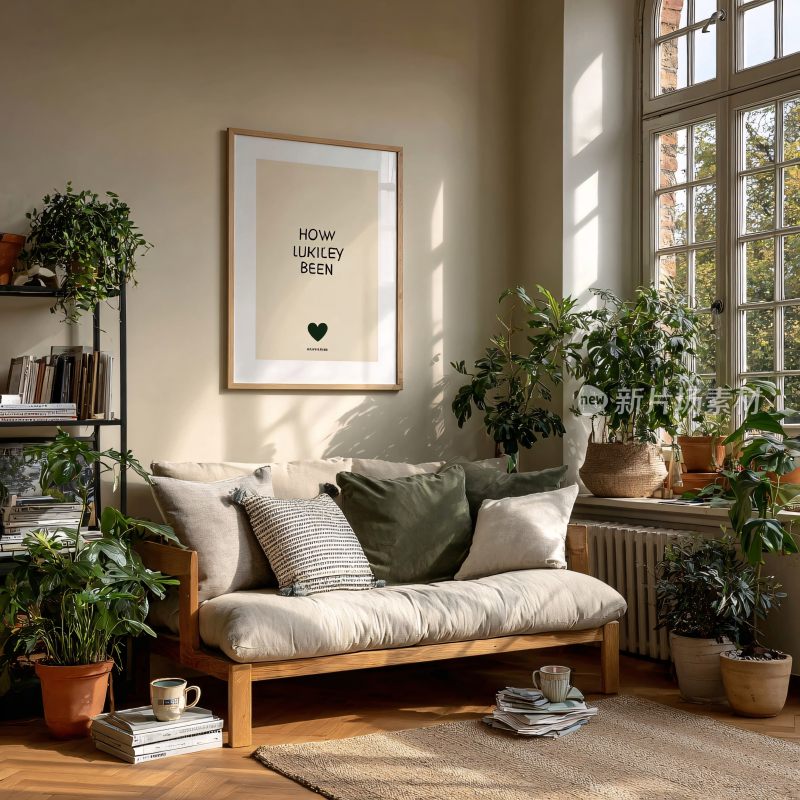 温馨绿植装饰的室内角落场景