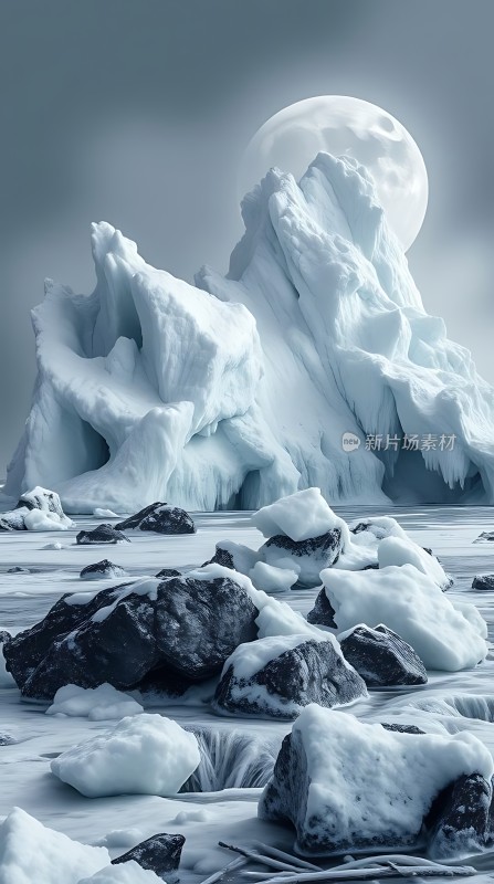 冰封雪原上的神秘月亮