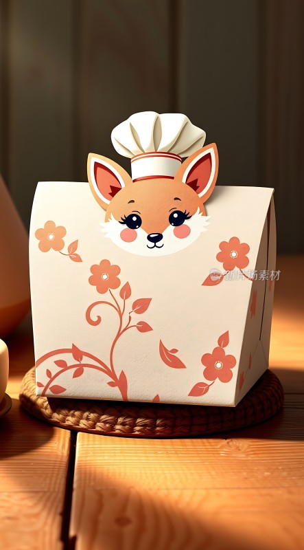 可爱狐狸厨师蛋糕盒