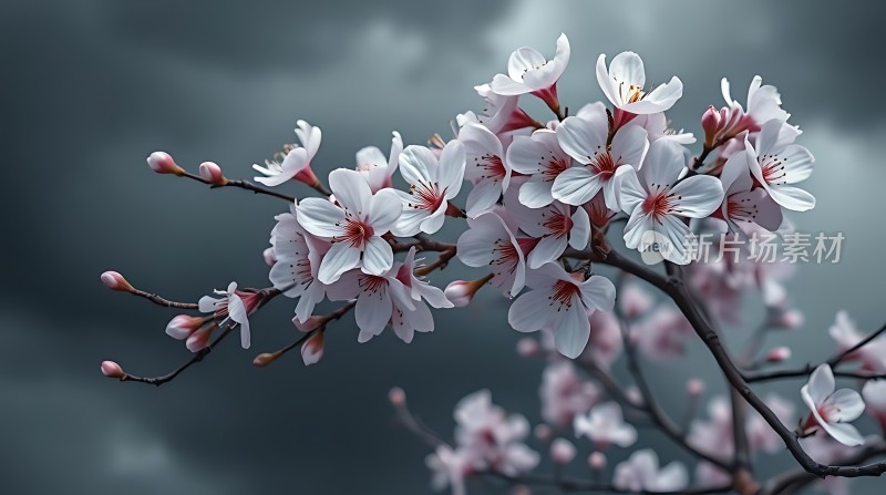 春樱绽放粉白相间枝头点缀生机盎然