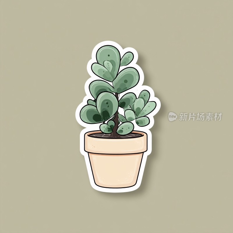 卡通盆栽植物贴纸