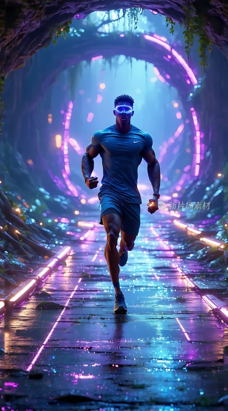 未来森林中的奔跑者