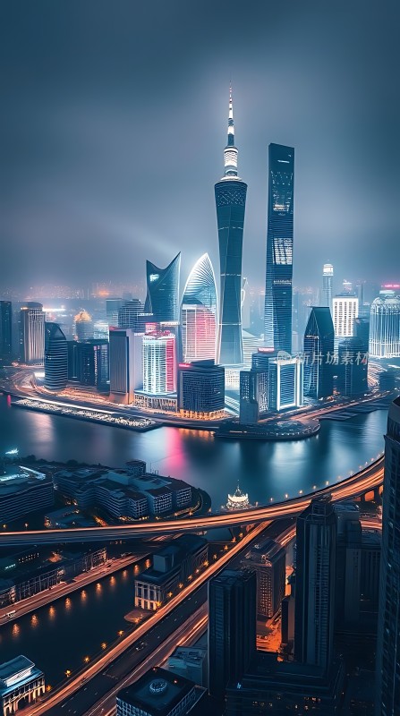 上海夜景黄浦江畔灯火辉煌