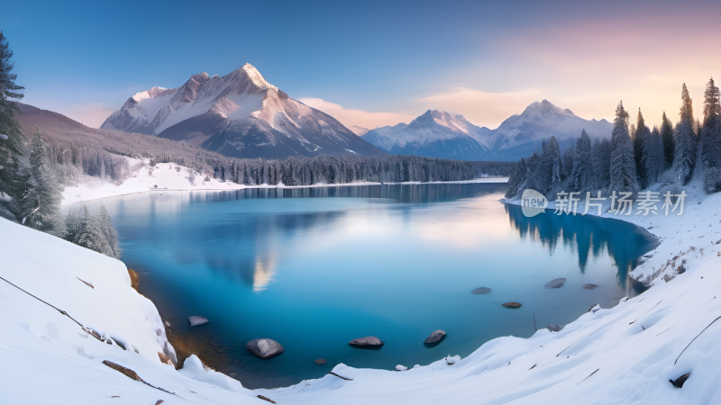 山峰 雪山湖面 雪山湖泊 唯美雪山