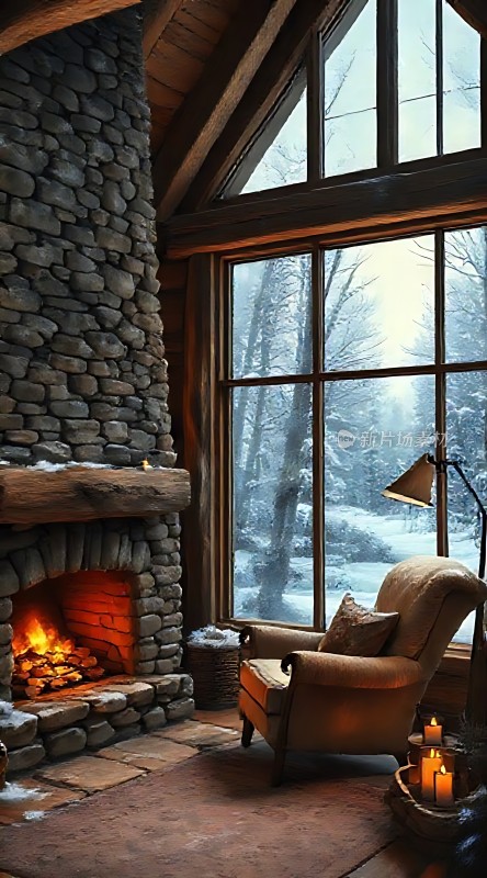 冬日暖炉旁的温馨时光