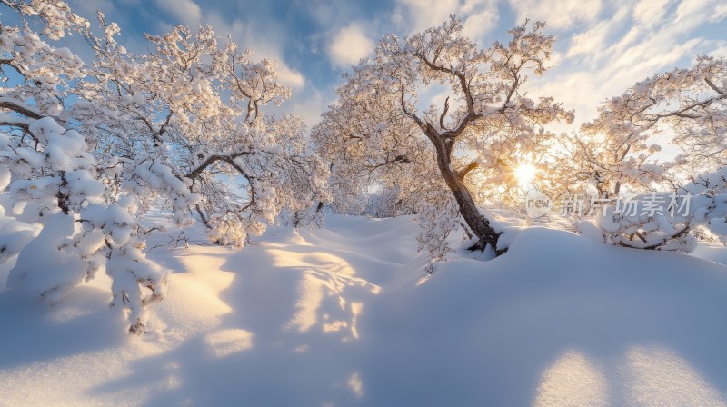 冬日暖阳下的雪景