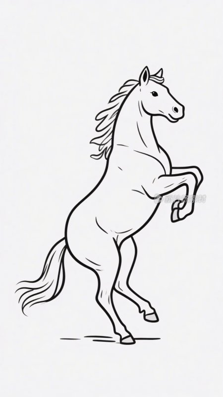 线条勾勒的跃起骏马插画