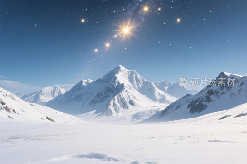 雪山星空雪景图