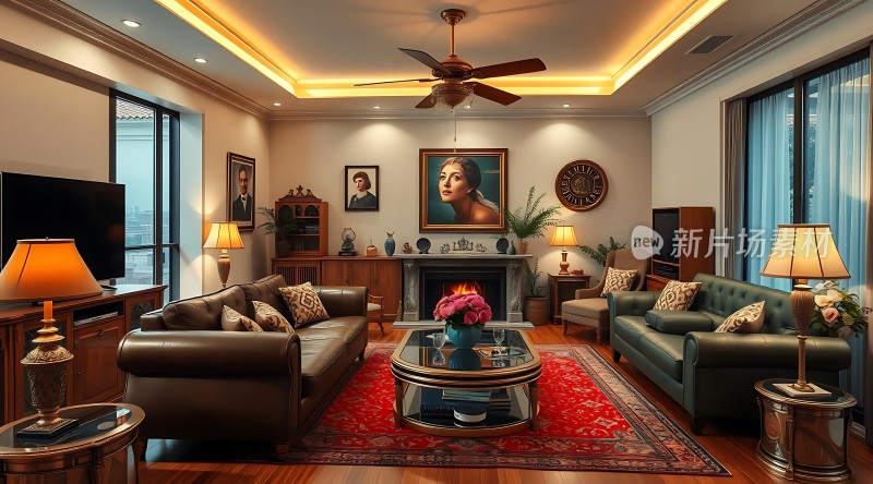 豪华客厅舒适沙发精美装饰温馨氛围