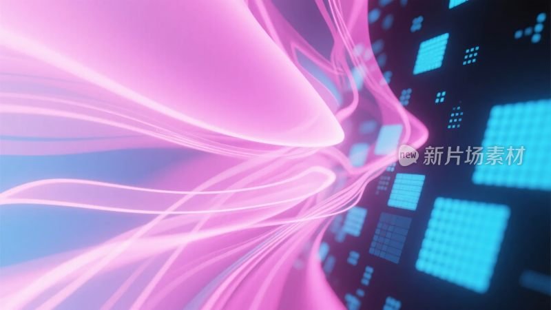 粉蓝渐变科技感光影画面