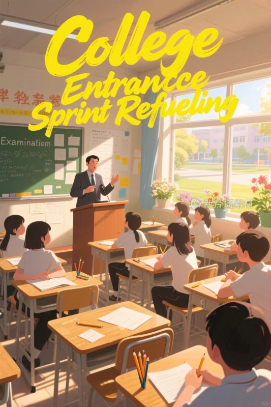 大学入学冲刺课堂插画