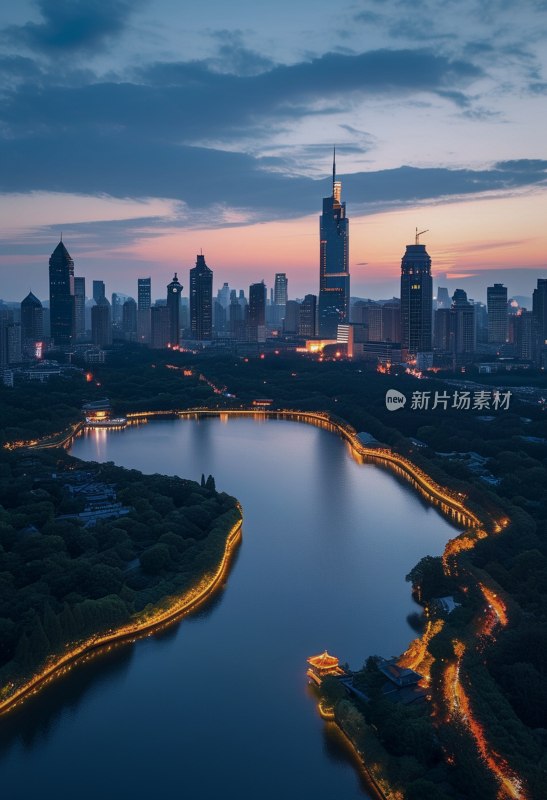 南京夜色航拍全景