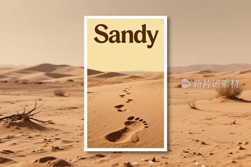 沙漠脚印插画