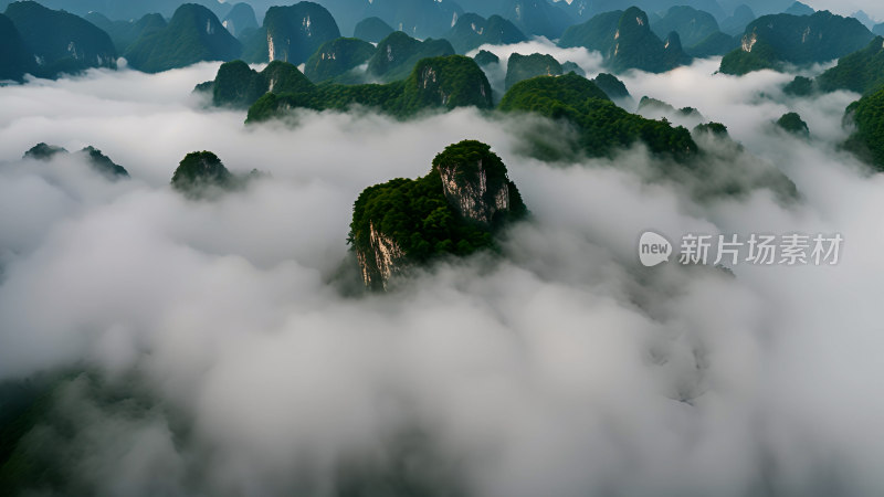 桂林山水照片山峰云海群山云雾缭绕自然风景