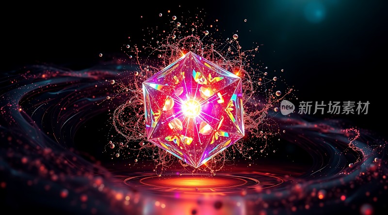 新片场素材炫彩几何晶体