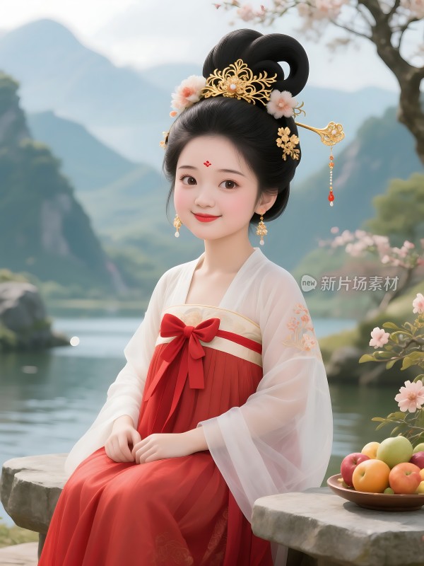 汉服佳人山水间