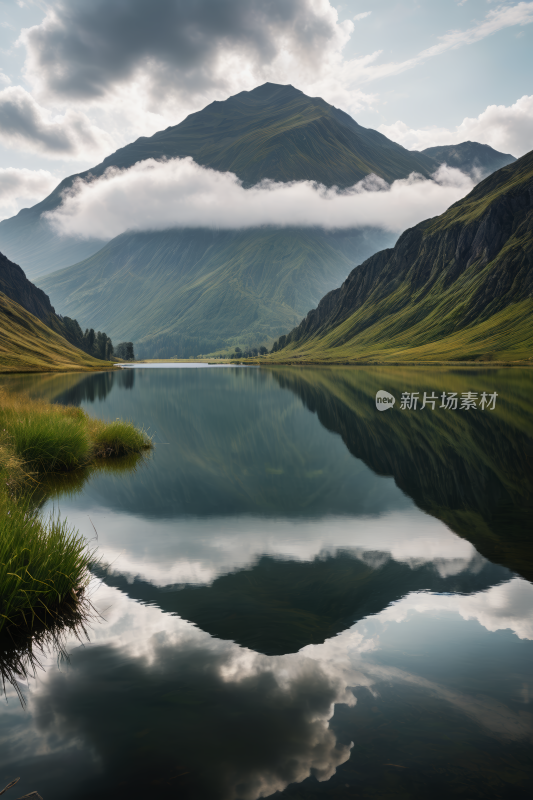 山倒映在湖的静水中高清风景图片