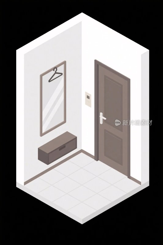 室内等距空间插画