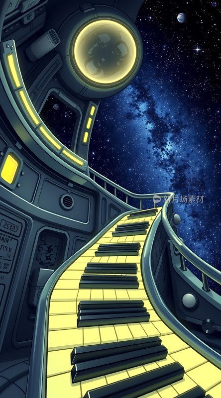 钢琴键通向星空
