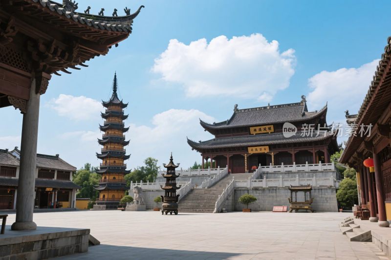 古建寺庙风景图