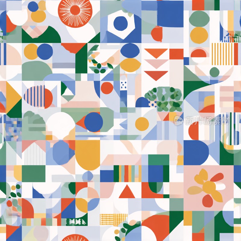 多彩几何图案插画