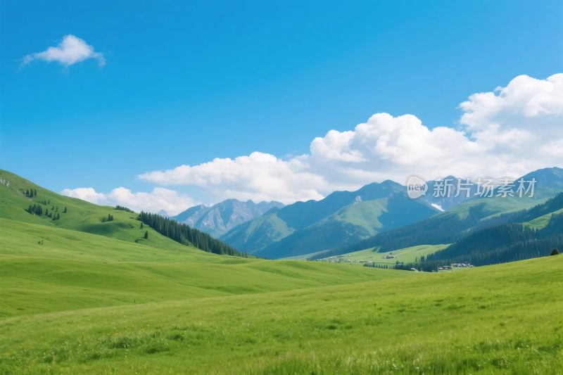 美丽的草原与远山风景