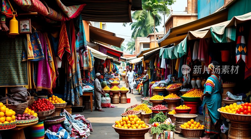 热闹集市琳琅满目商品琳琅满目