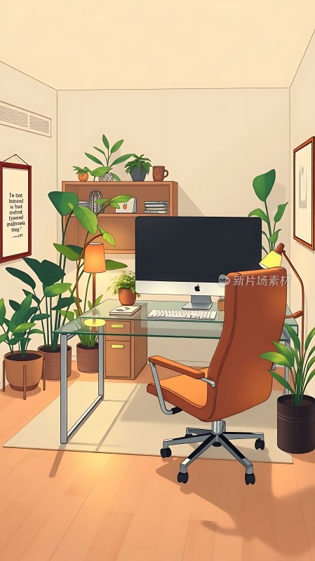 温馨办公空间绿意盎然的工作环境