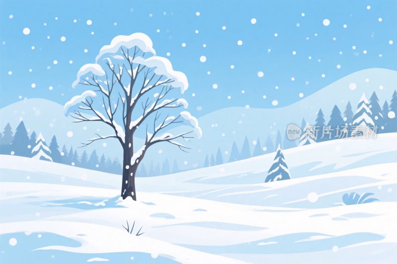 冬季雪景插画