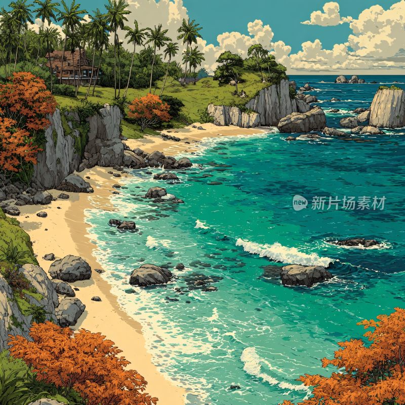 海边风景插画