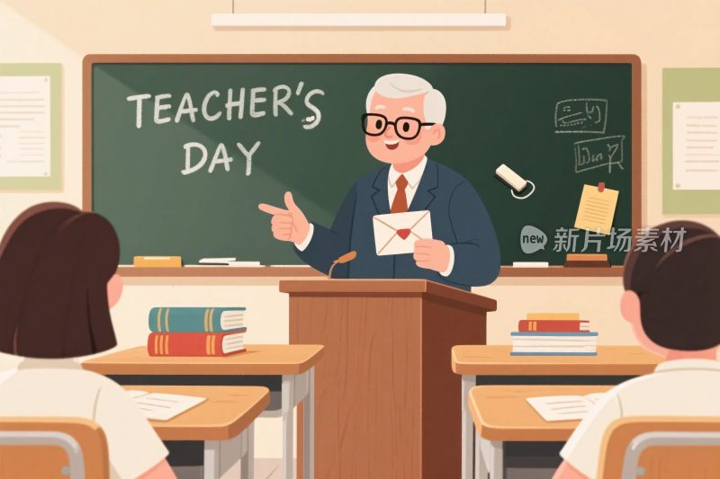 教师节课堂插画