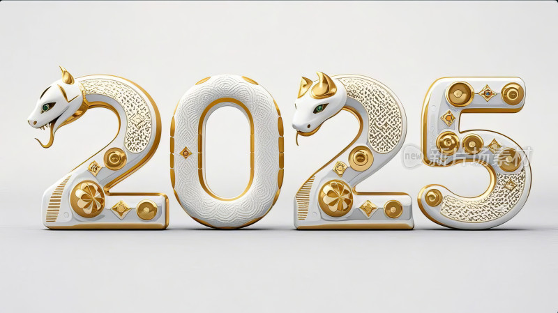 2025蛇年金色数字创意设计图