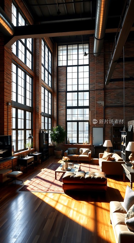 阳光洒满现代工业风客厅